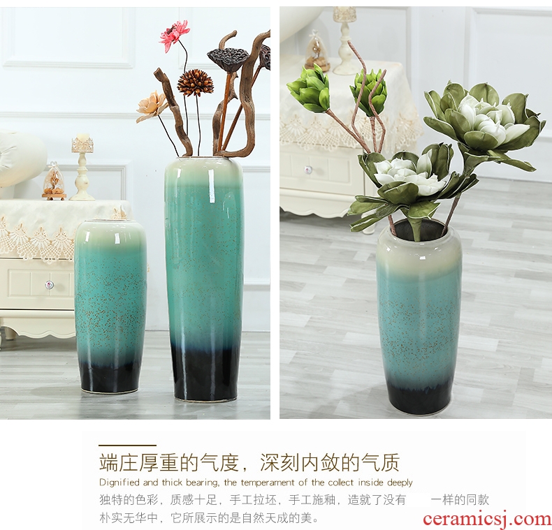 Modern European ceramic vase color glaze up landing vase sitting room hotel villa place big vase retro - 562286563373