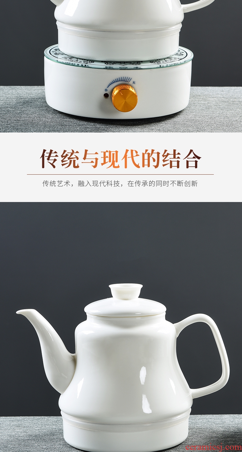 God household contracted dehua porcelain white porcelain tea set ceramic water boiling tea is tea stove water boiler heating furnace the teapot