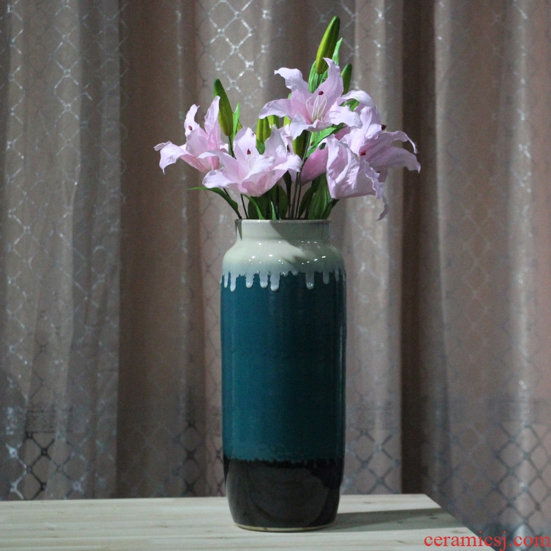 Jingdezhen ceramic up furnishing articles vases, pottery vase living room TV cabinet decorative porcelain vase
