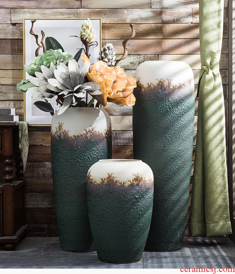 Jingdezhen ceramics green glaze landscape painting and calligraphy tube quiver scroll cylinder large vases, study of office furnishing articles - 570899050183