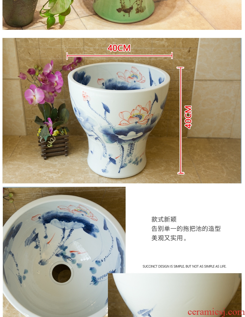 Jingdezhen ceramic art contracted household mop pool mop mop pool mop pool, green lotus basin of the balcony