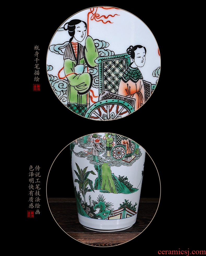 Jingdezhen ceramic vases, antique hand-painted pastel qing shunzhi year vase household decorates sitting room furnishing articles
