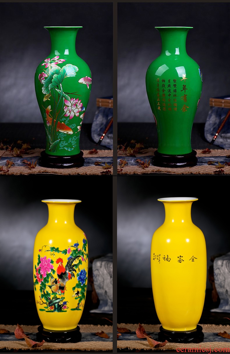 Jingdezhen ceramic large diameter vase furnishing articles Nordic light key-2 luxury home new Chinese flower arranging sitting room adornment flowers - 524033897606