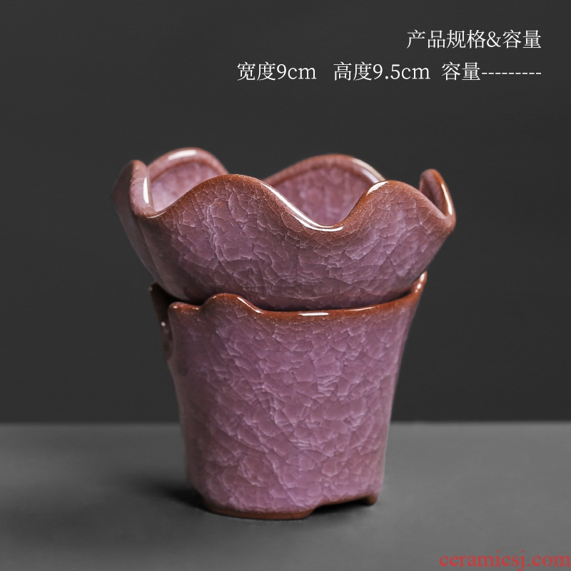 Royal refined calving violet arenaceous) ice to crack open the slice filter kung fu tea accessories ceramics suit pink