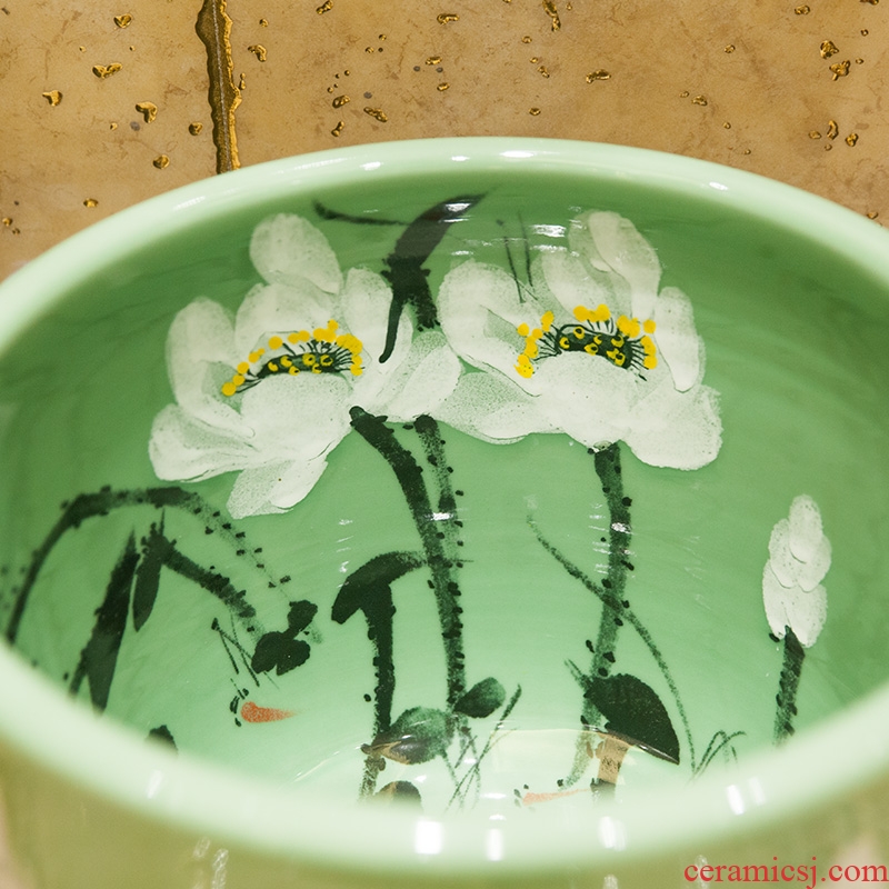 Jingdezhen ceramic art contracted household mop pool mop mop pool mop pool, green lotus basin of the balcony