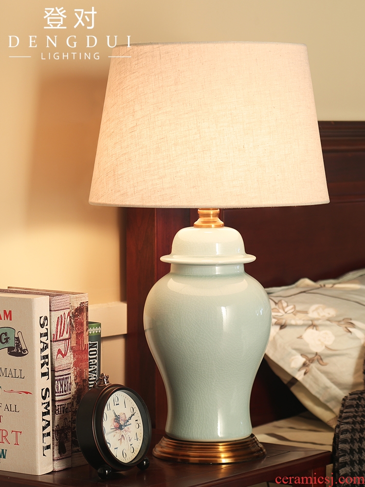 With large American sitting room of jingdezhen ceramic desk lamp bedside lamp is contracted and I bedroom mock up room desk lamp