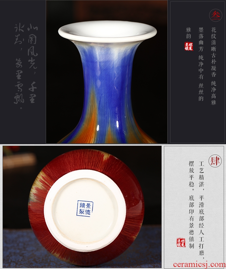 Archaize of jingdezhen ceramics up crackle vases, flower arrangement of Chinese style restoring ancient ways wine rich ancient frame is placed in the living room