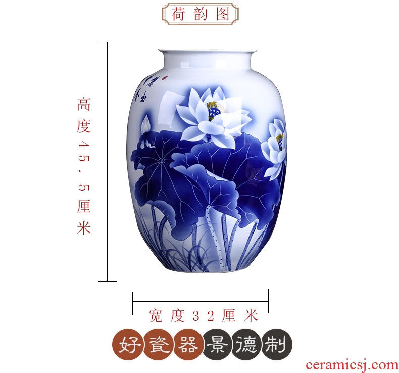 The Master of jingdezhen big hand - made ceramic vase furnishing articles large sitting room be born heavy flower arranging blue and white porcelain vase - 538305850181