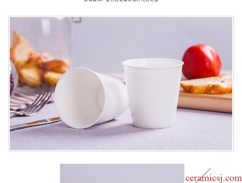 Jingdezhen pure white ipads porcelain hotel restaurant cup cup with a cup of milk for breakfast cup creative paper cups