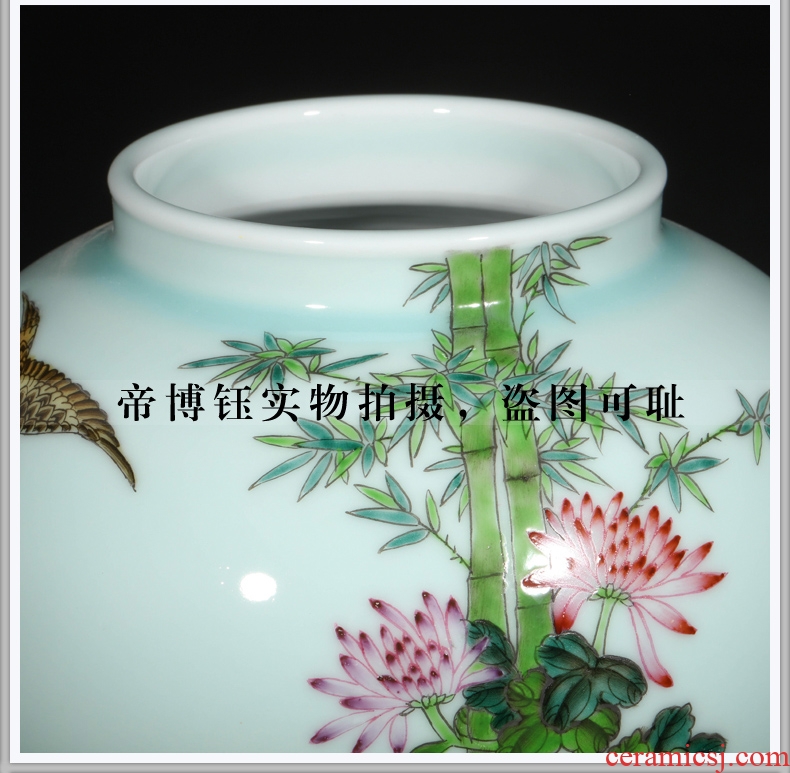 Jingdezhen ceramic furnishing articles hand-painted blue and white porcelain vase painting of flowers and big sitting room flower arrangement of Chinese style porch decoration - 567207731077