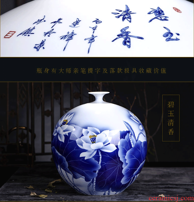 The Master of jingdezhen big hand - made ceramic vase furnishing articles large sitting room be born heavy flower arranging blue and white porcelain vase - 538388868369