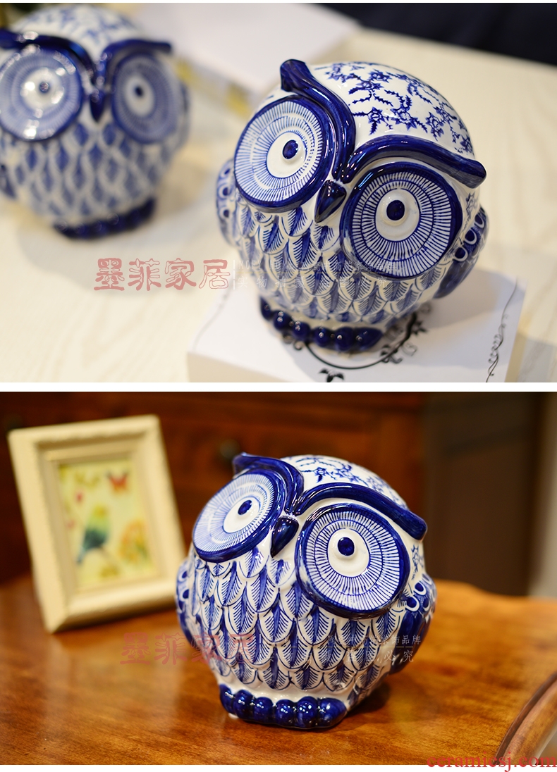 Murphy, modern new Chinese style classic blue and white ceramic owl furnishing articles sitting room the bedroom TV ark, household act the role ofing is tasted