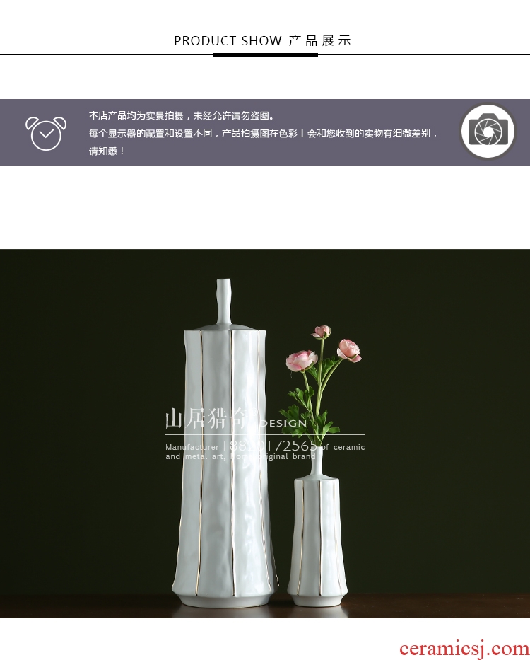 Jingdezhen ceramics beaming white vase vogue to live in high - grade gold straw handicraft furnishing articles - 569750214024