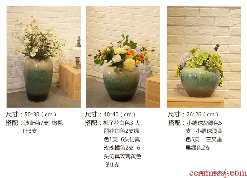 Jingdezhen ceramics green glaze landscape painting and calligraphy tube quiver scroll sitting room place, the study of large cylinder vase - 552281065024
