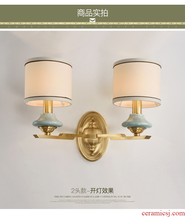 All copper ceramic wall lamp sitting room of I and contracted decorate corridor, corridor of lamps and lanterns of bedroom the head of a bed double wall lamp