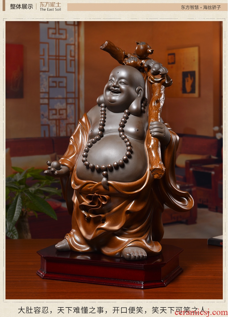 Oriental clay ceramic smiling Buddha maitreya Buddha furnishing articles of new Chinese style household wine sitting room adornment/many children