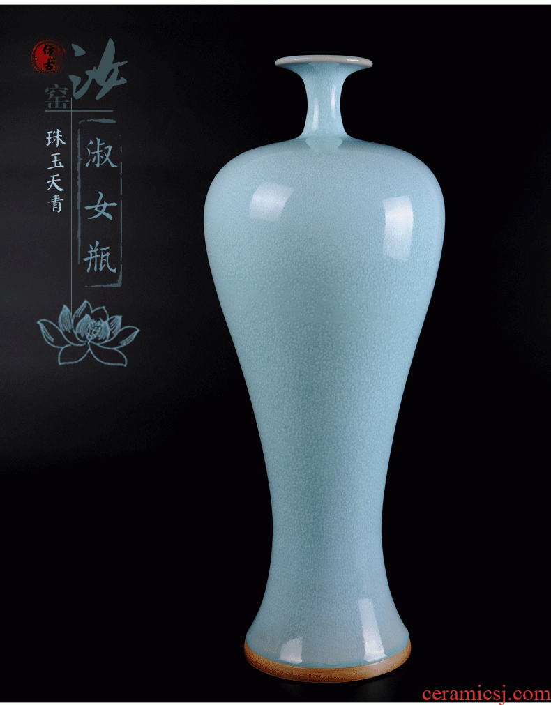 Jingdezhen ceramic vases, flower arrangement sitting room ground large dried flowers, white ceramic porcelain ornaments porch decoration - 536537499009