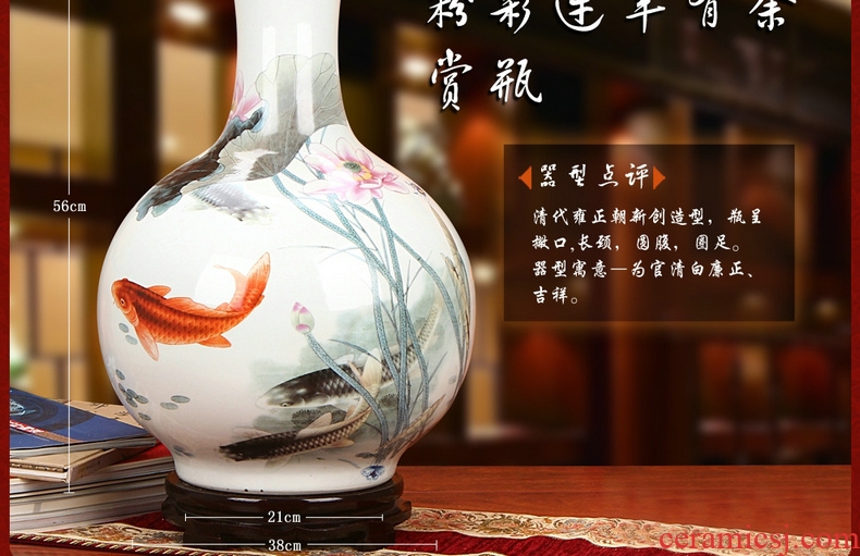 Jingdezhen ceramics powder enamel more fish every year the design of large vases, modern rural household furnishing articles - 43883557685