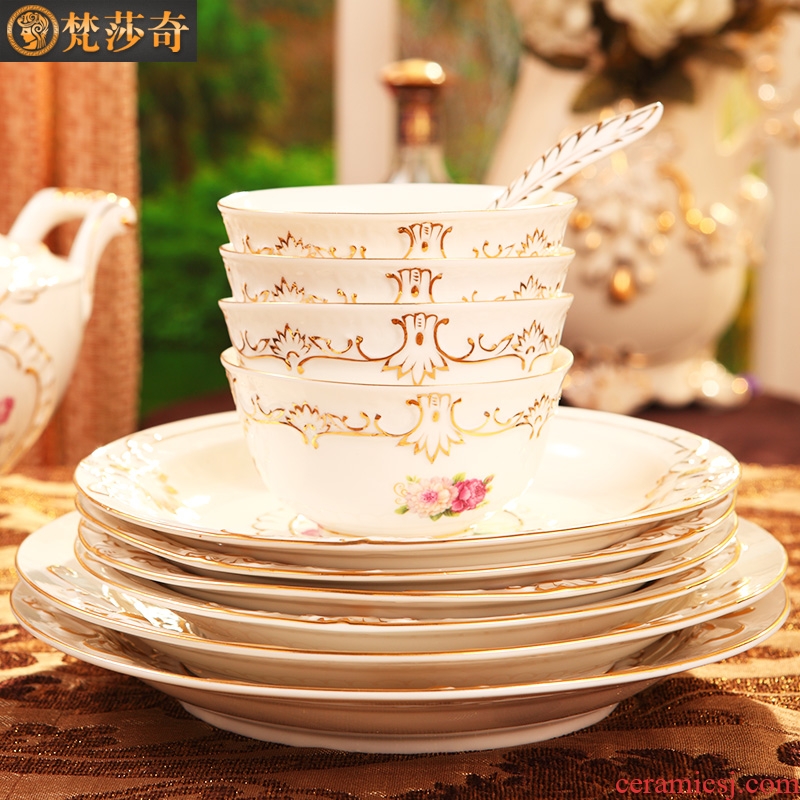 Vatican Sally 's key-2 luxury European - style tableware suit creative household ceramic dishes dishes suit housewarming gift