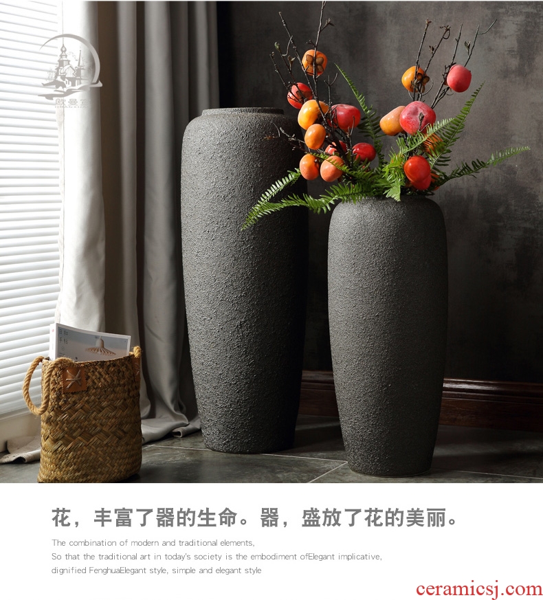 Jingdezhen blue and white ceramics hand - made peony landing big vase home sitting room adornment hotel furnishing articles - 568908795064