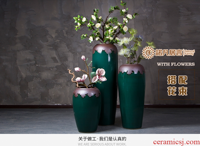 Jingdezhen ceramics China red sitting room of large vase flower arrangement home decoration of Chinese style hotel opening furnishing articles - 564472443913