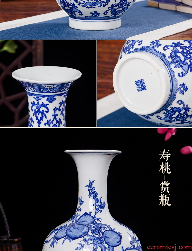 Jingdezhen ceramics antique blue and white porcelain vases, flower, modern home sitting room TV ark, crafts