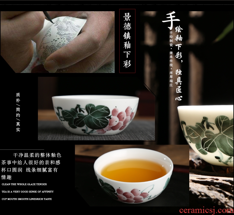 Jingdezhen ceramic tea cup hand-painted under the glaze color sample tea cup cup personal cup bowl cups a single master