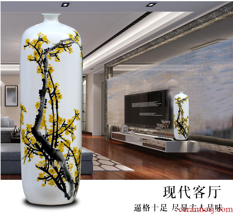 Jingdezhen big hand paint ceramic vase furnishing articles sitting room be born Chinese celadon decoration hotels high - grade decoration - 547536954167