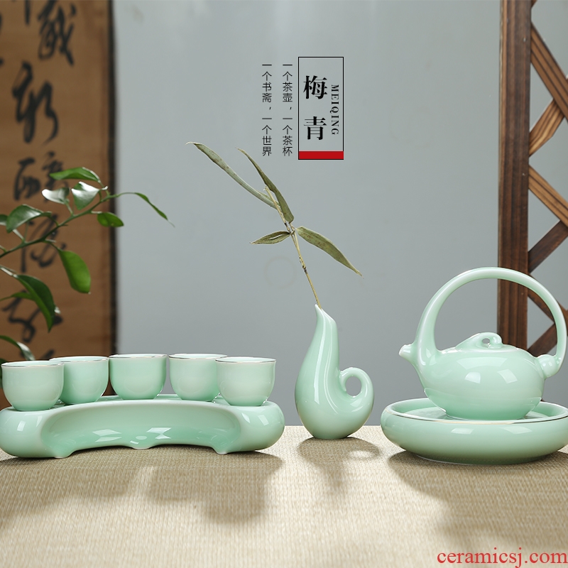 Friends are celadon ceramic dry tea tea sets tea tray was contracted a portable travel kung fu tea set the happiness