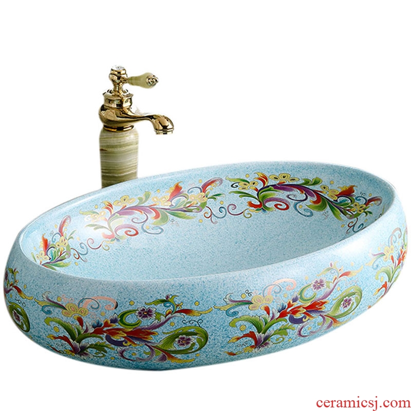 The stage basin oval I and contracted grain ceramic art basin European household toilet toilet wash basin