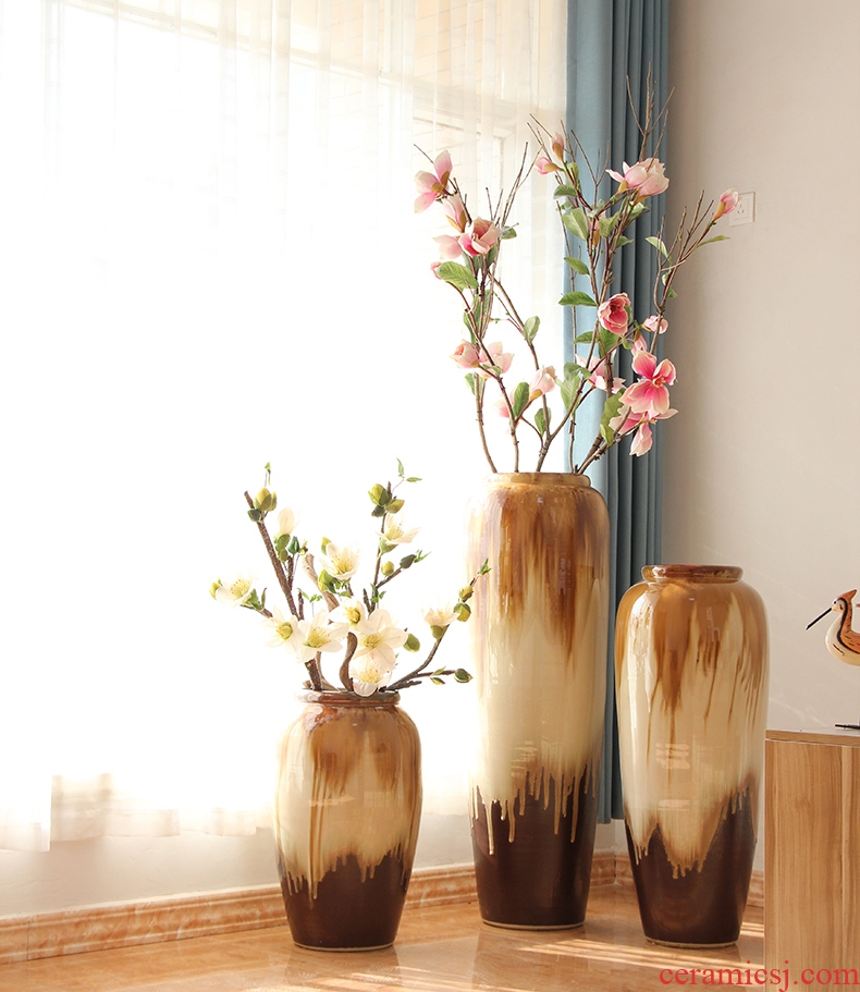 Jingdezhen ceramics green glaze landscape painting and calligraphy tube quiver scroll sitting room place, the study of large cylinder vase - 543008523849