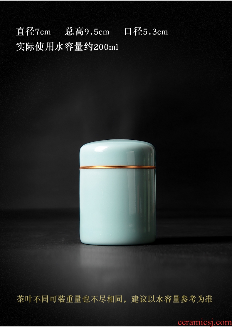 Tea caddy fixings longquan celadon portable ceramic seal storage POTS ceramic pot pu 'er Tea POTS trumpet
