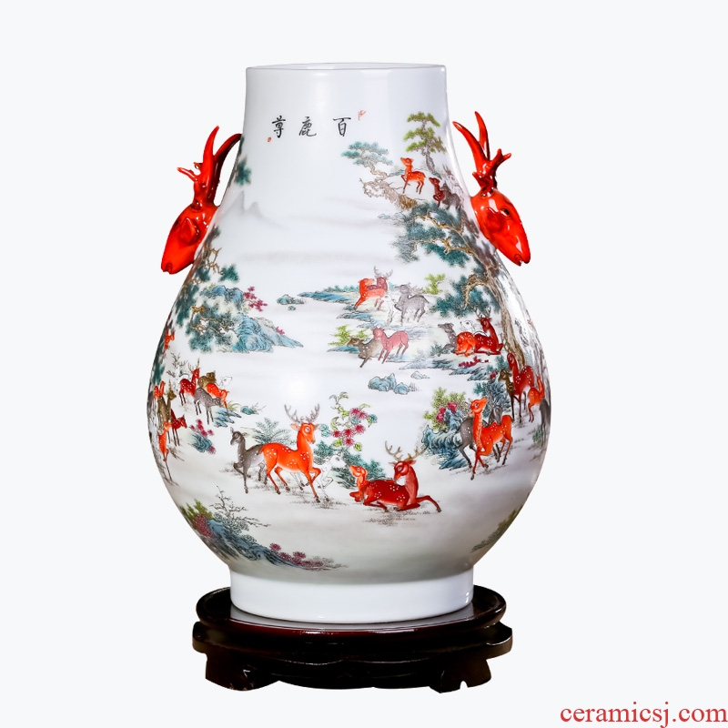 Jingdezhen ceramics large hand - made art vase sitting room adornment is placed a housewarming gift porcelain decoration