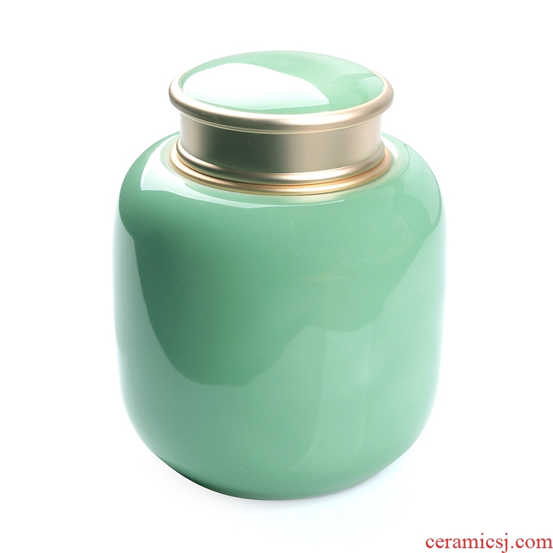 Tea pu 'er Tea as cans ceramic metal portable home longquan celadon porcelain jar sealing large Tea POTS