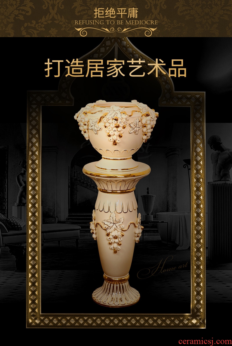 Luxury european-style ceramics vase flower arrangement sitting room place the hotel villa large ground flowerpot Roman column ornaments