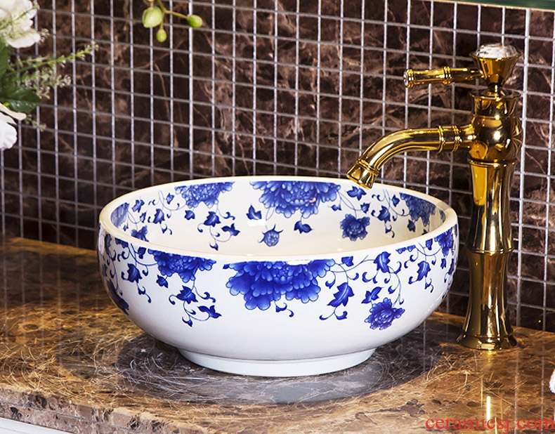 Jingdezhen ceramic 35 cm small frosted butterfly ceramic art basin on its lavatory sink basin