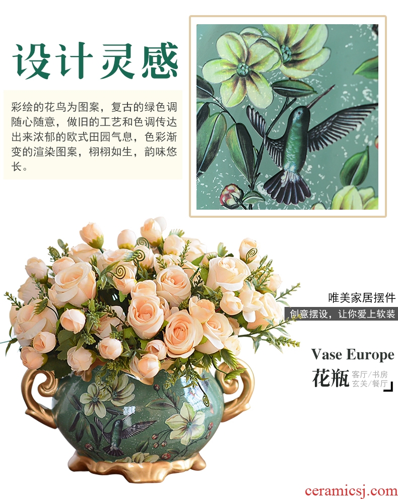 New Chinese style element large ceramic vase furnishing articles soft white dry flower vase example room sitting room adornment creative - 559416139984