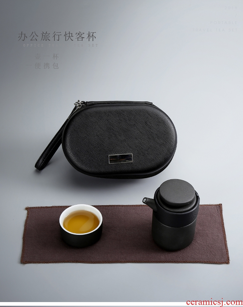 Travel JiaXin ceramic tea set bystanders crack cup a pot of a single portable package gifts customized