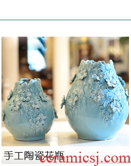 Jingdezhen ceramics large hand - made vase wucai landscape bright future landing stateroom decorative furnishing articles - 525204938038