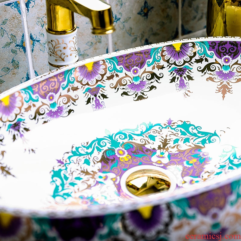 Hand washing dish oval ceramic creative household European toilet bath American art basin on the basin washing a face