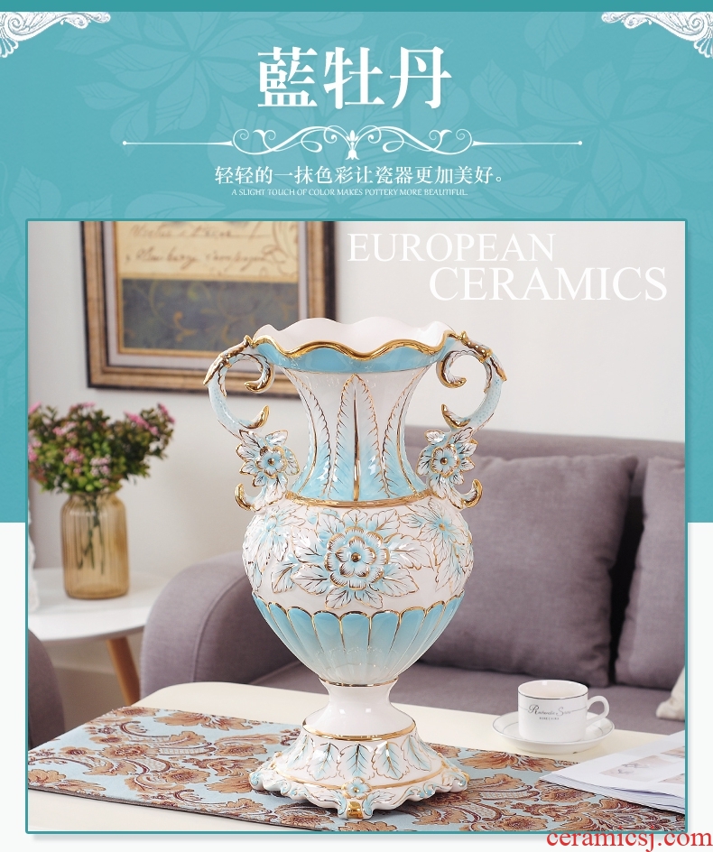 Jingdezhen ceramic vase of large sitting room porch villa Chinese zen dry flower, flower POTS to restore ancient ways furnishing articles - 561066210083
