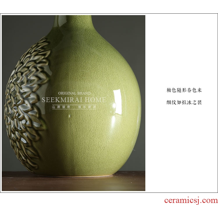 Jingdezhen porcelain industry the azure glaze ceramics founds a flat belly vase Chinese modern decor collection furnishing articles - 541986278771