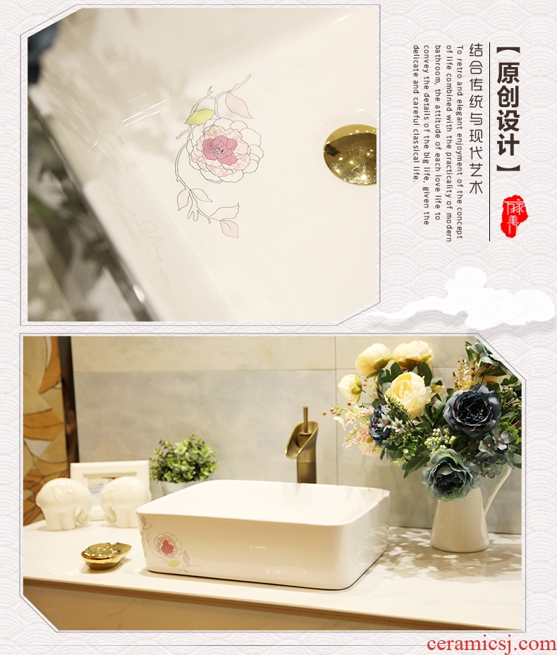 M beauty increase stage basin sink ceramic sanitary ware of the basin that wash a face basin sinks hand painted pink rose