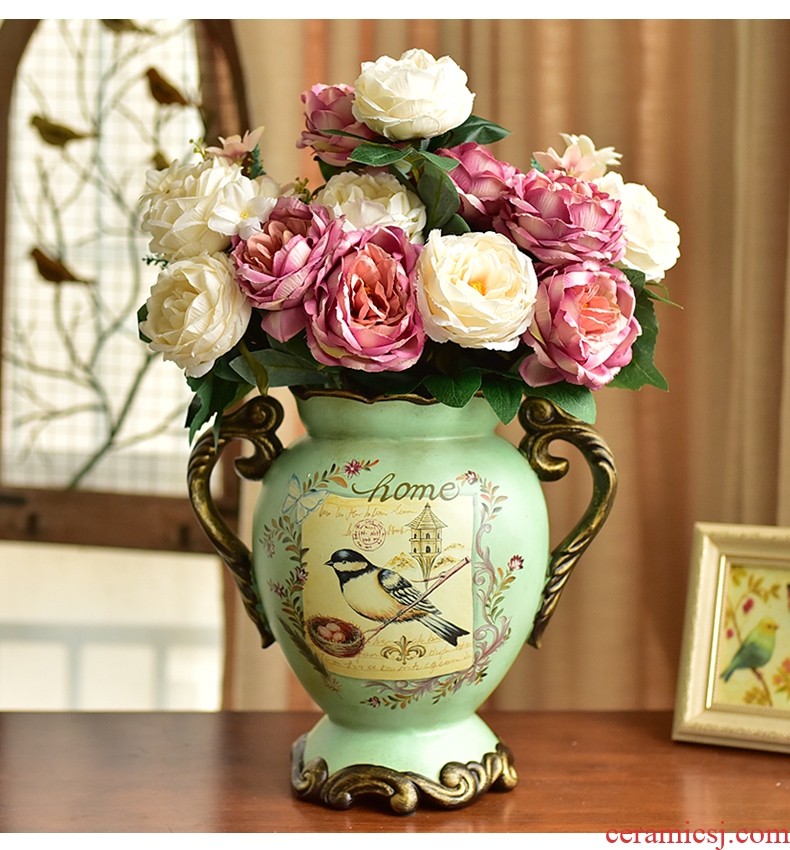 Living room furnishing articles flower arranging ceramic POTS restoring ancient ways of large vase American hotel decoration dried flowers coarse pottery - 555419390323