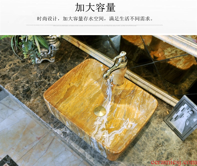 European square ceramic art on the sink imitation marble sinks hotel toilet tuba basin