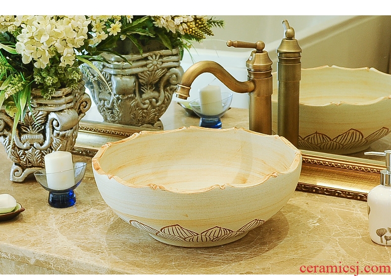 Jingdezhen ceramic stage basin circular lavatory art basin of the basin that wash a toilet lavabo antique sculpture