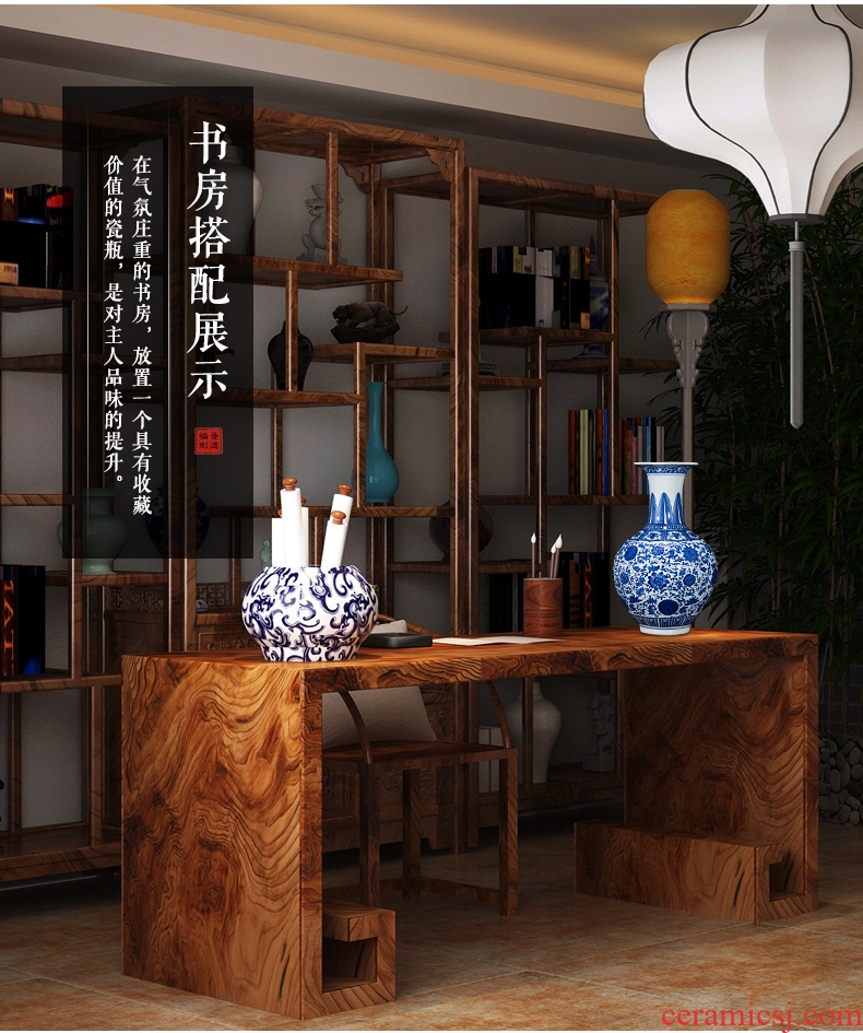 Jingdezhen ceramics colored enamel landing large gourd vases, feng shui living room home furnishing articles - 559134864013