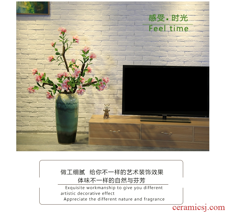 Jingdezhen ceramics green glaze landscape painting and calligraphy tube quiver scroll sitting room place, the study of large cylinder vase - 548882225376