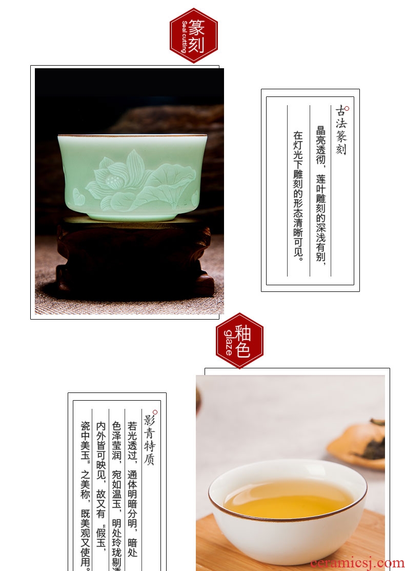 Jingdezhen shadow green ceramic tea cup cup kung fu tea cups chicken cylinder sample tea cup cup personal master list