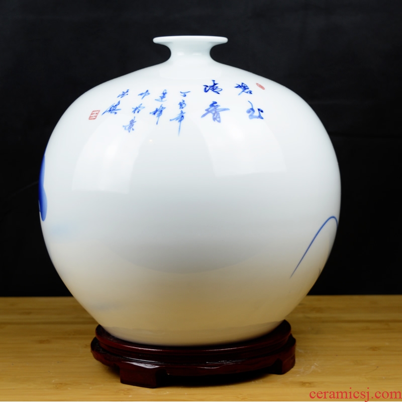 Jingdezhen ceramics hand - made of blue and white porcelain vase in the sitting room TV ark, home decoration crafts porcelain furnishing articles